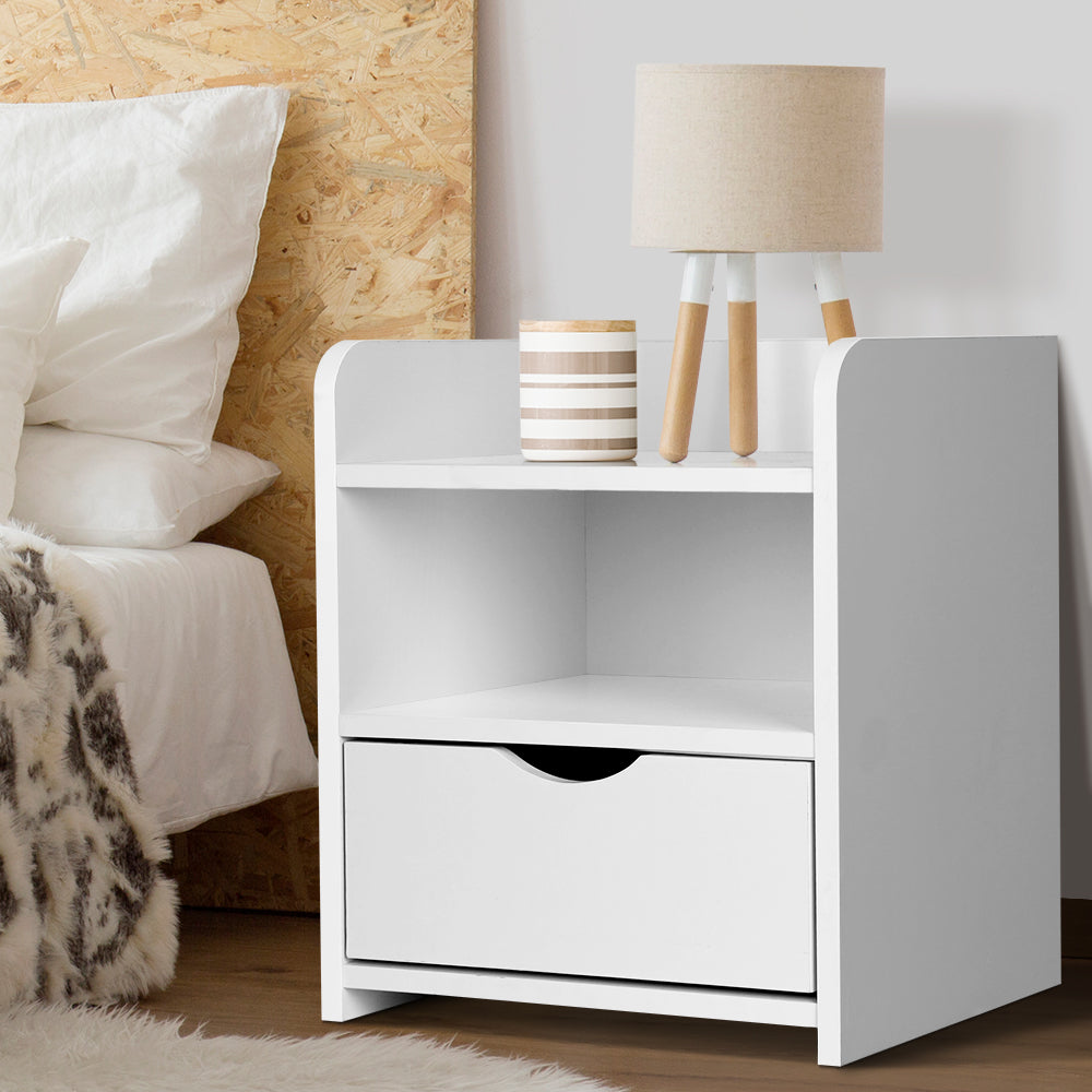 Artiss Bedside Table Drawer - White