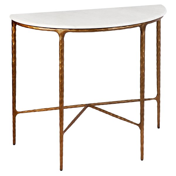 Heston Marble Demilune Table - Brass