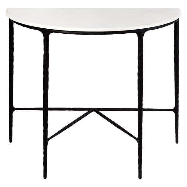 Heston Marble Demilune Table - Black