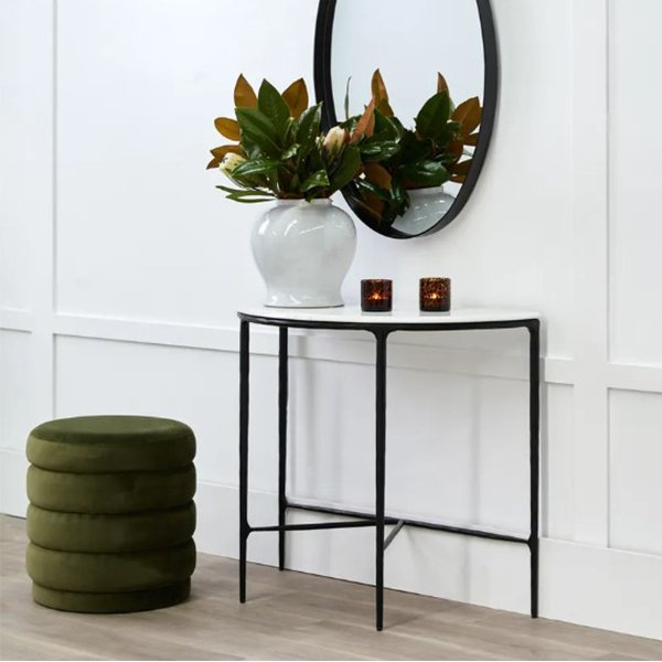 Heston Marble Demilune Table - Black