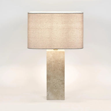 Imperial Travertine Table Lamp with Natural Linen Shade