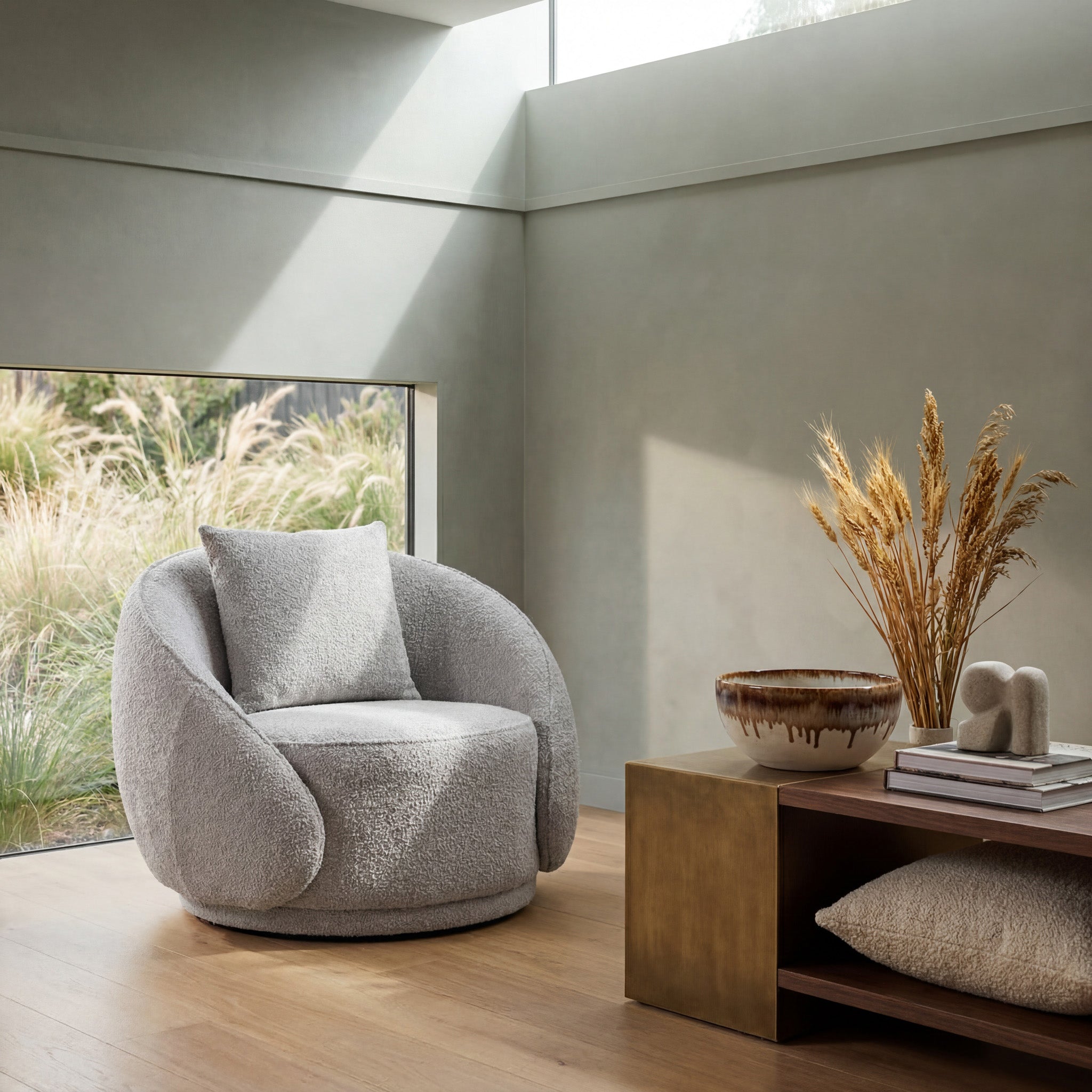 CLC8051-FS Armchair - Ash Grey Boucle