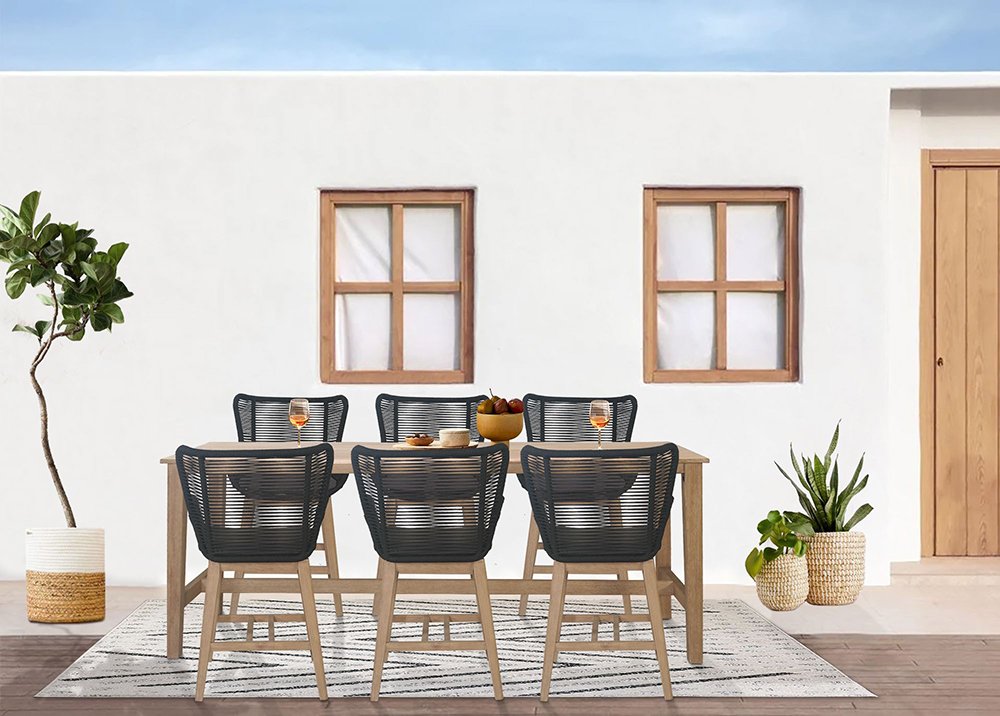 Kuhl Rope & Eucalyptus Timber Outdoor Bar Chair