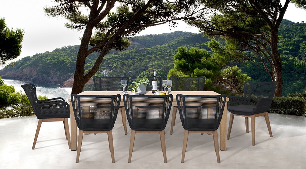 Kuhl 9 Piece Rope & Eucalyptus Timber Outdoor Dining Package