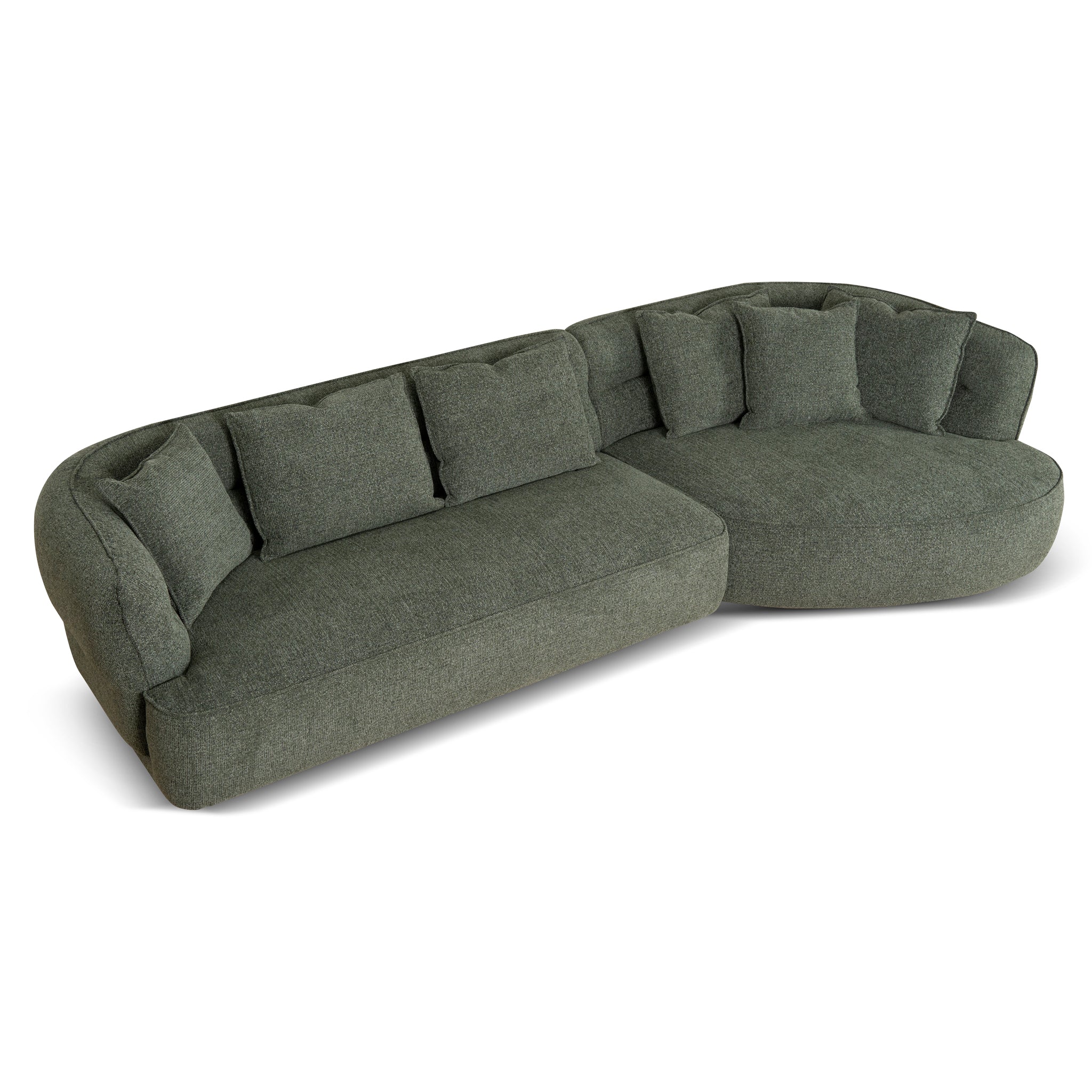 Right Chaise Sofa - Coral Dark Green
