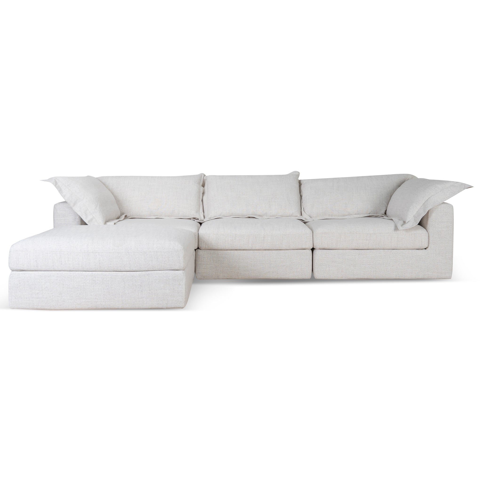 3 Seater Chaise Sofa - Pebble Beige