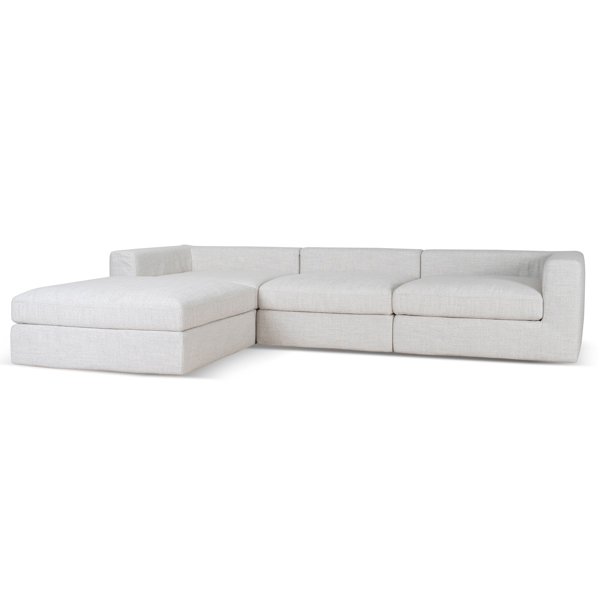 3 Seater Chaise Sofa - Pebble Beige