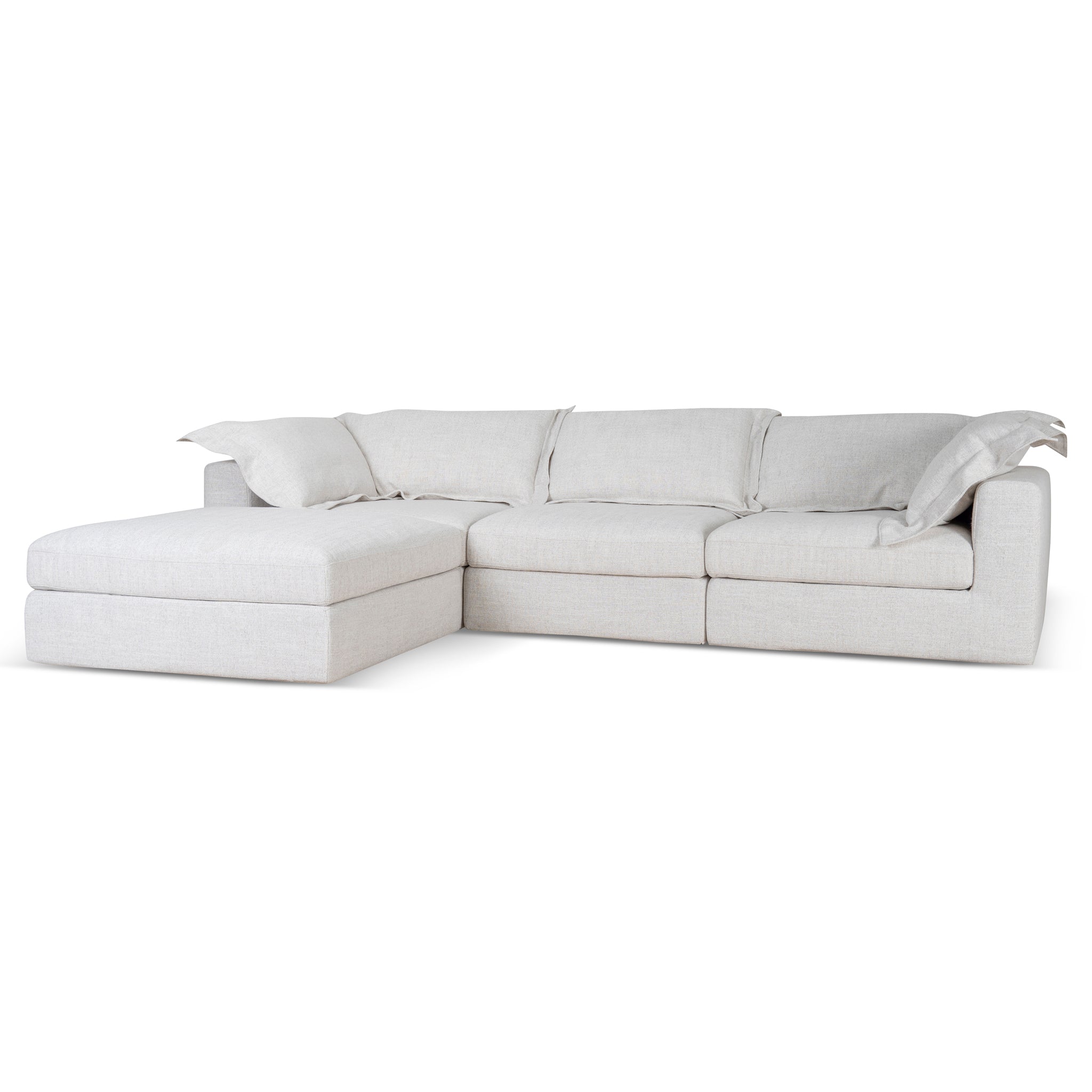 3 Seater Chaise Sofa - Pebble Beige