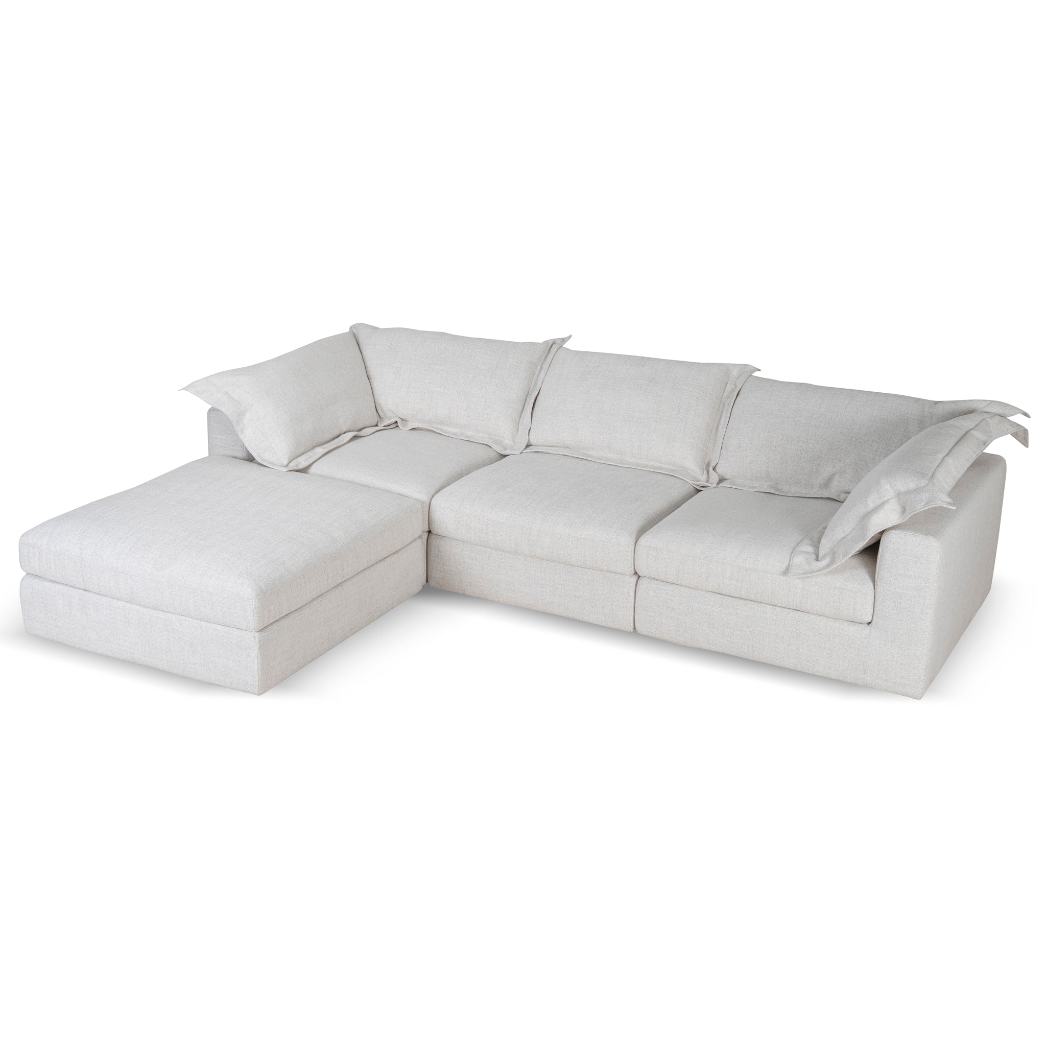 3 Seater Chaise Sofa - Pebble Beige
