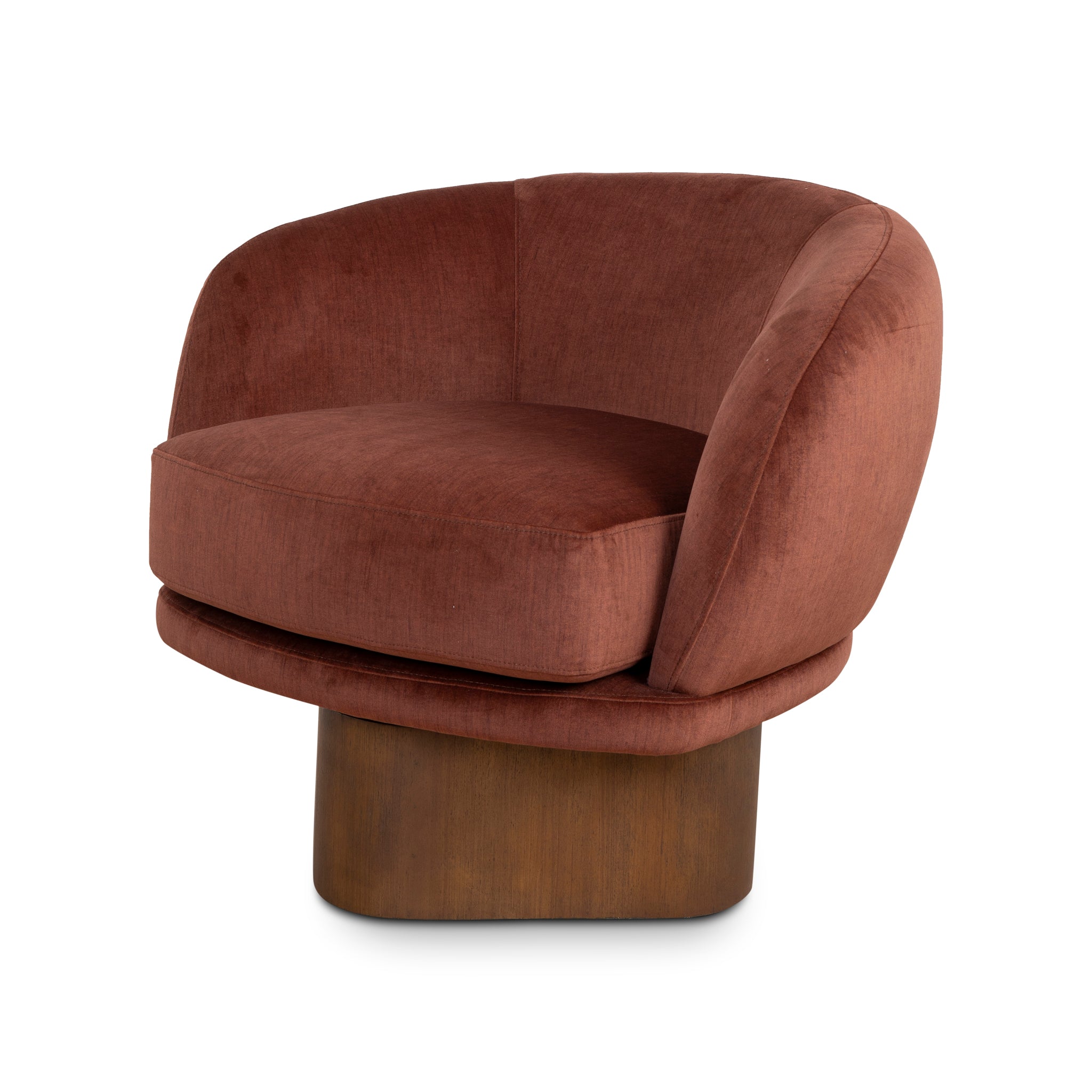 Fabric Swivel Armchair - Burnt Brown