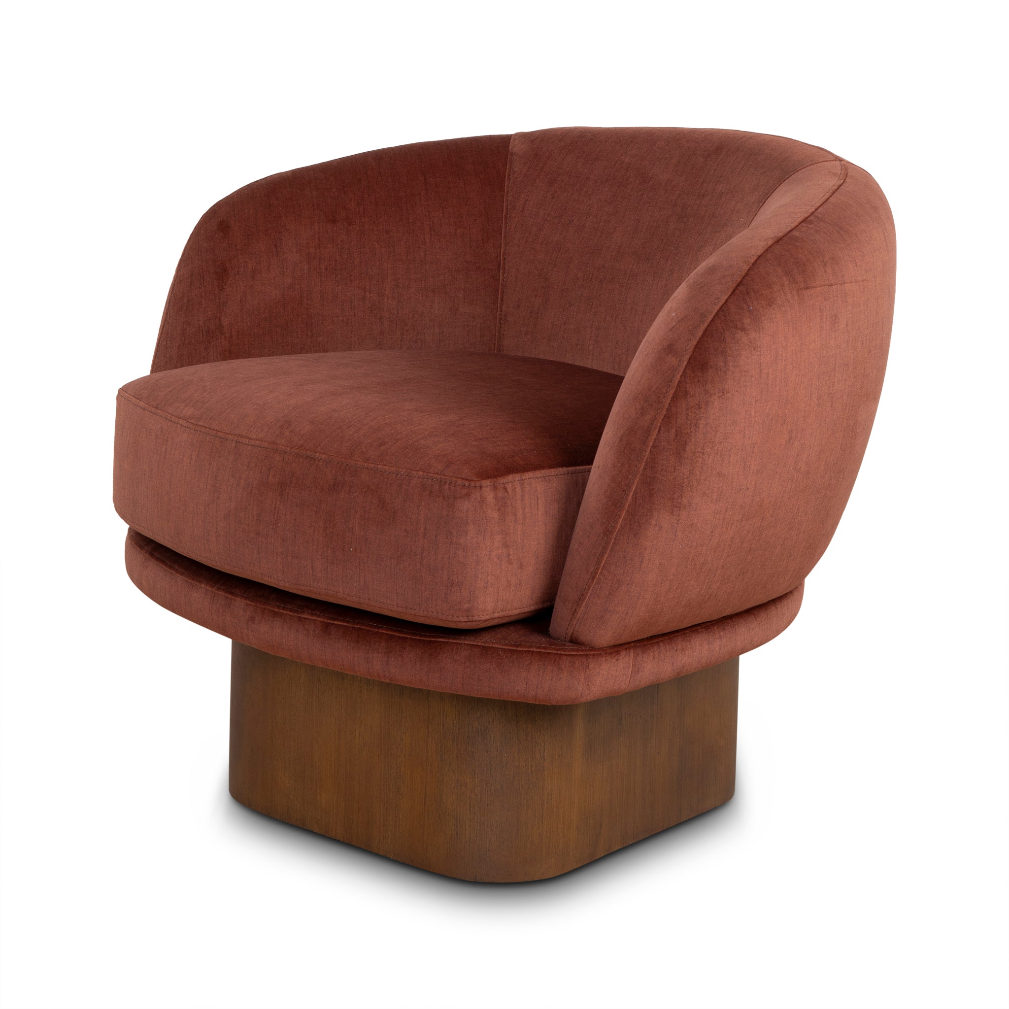 Fabric Swivel Armchair - Burnt Brown - image 6