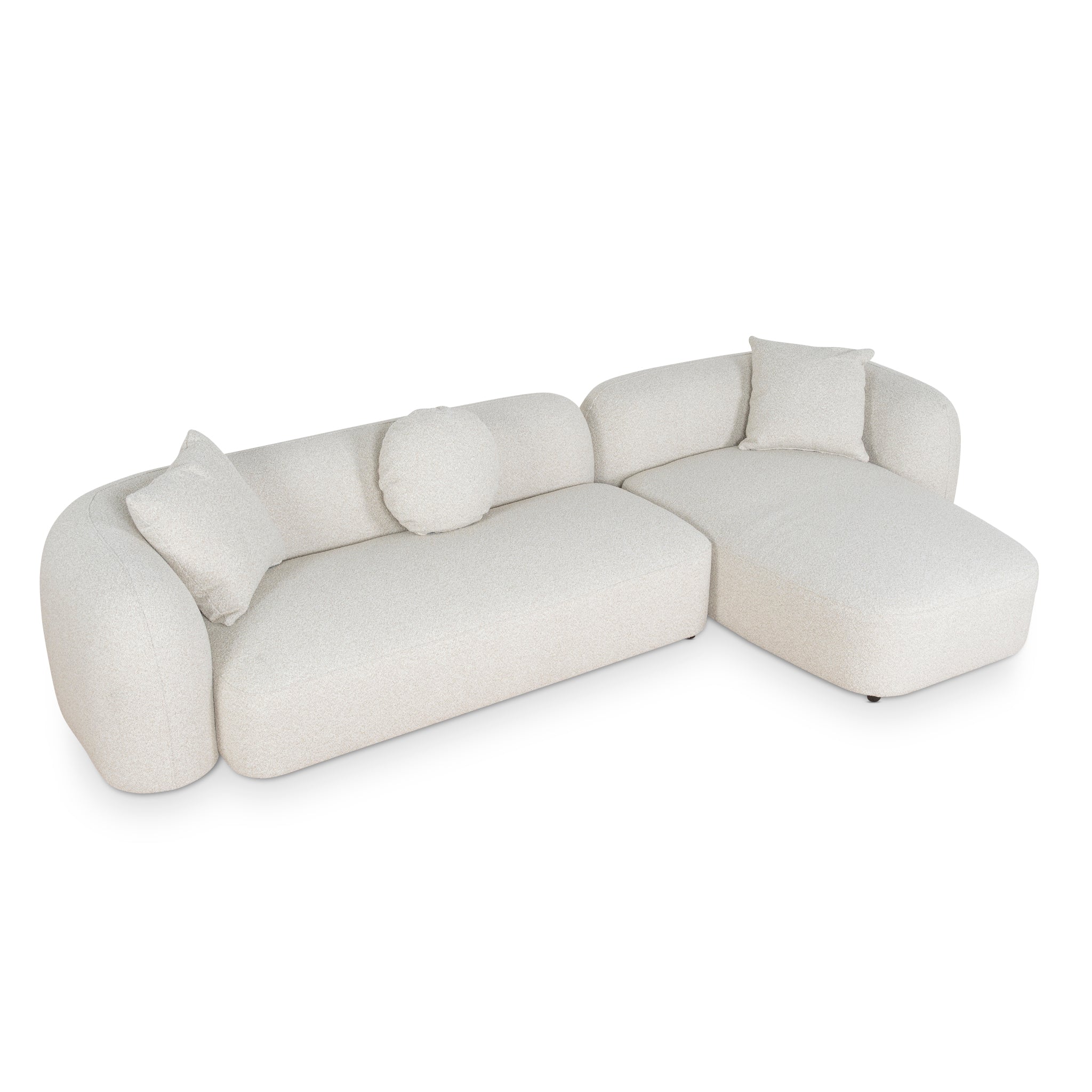 3 Seater Right Chaise Sofa - Oatmeal Beige