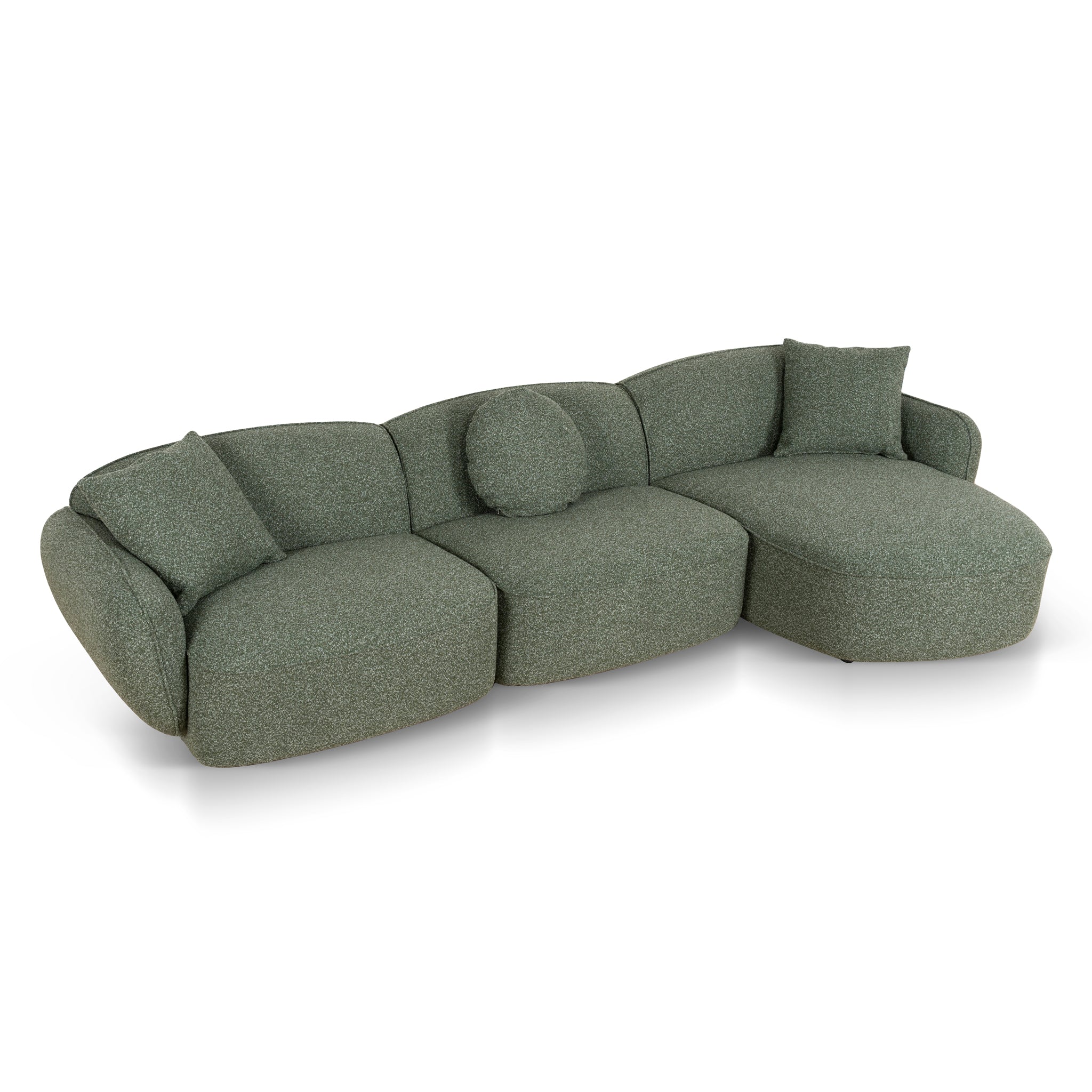 CLC10393-AE 3 Seater Right Chaise Sofa - Amazon Green