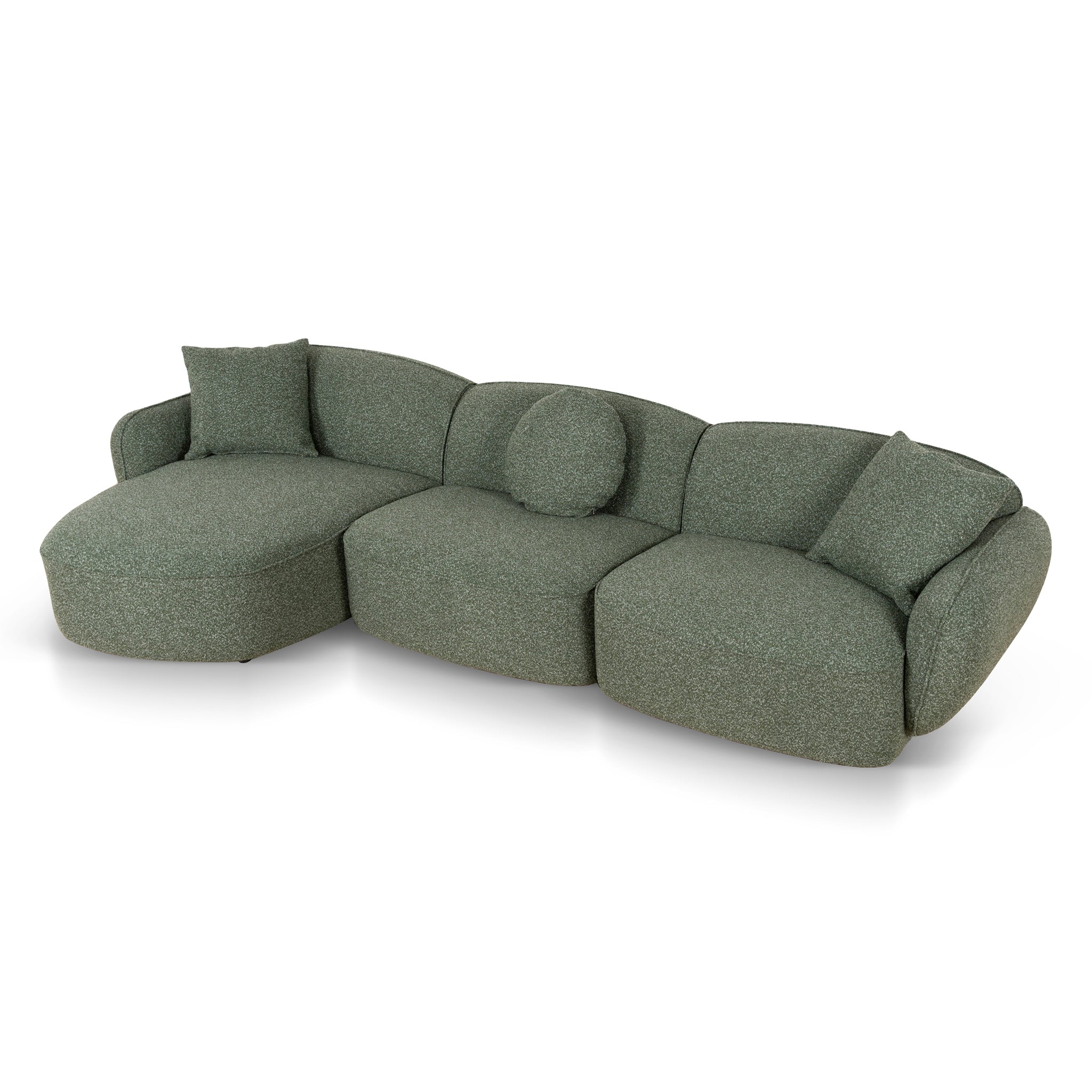 CLC10394-AE 3 Seater Left Chaise Sofa - Amazon Green