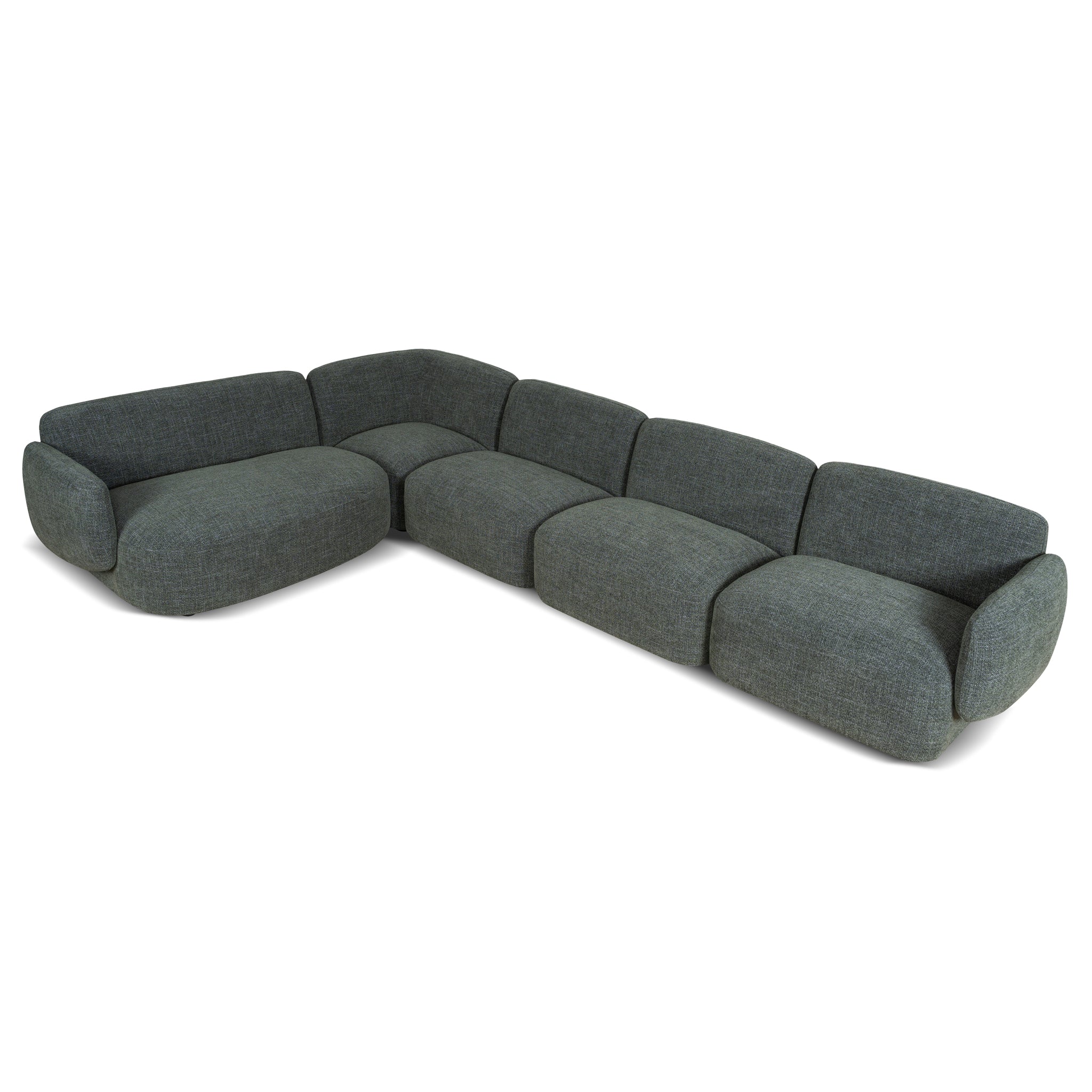 Left Chaise Modular Sofa - Moss Green