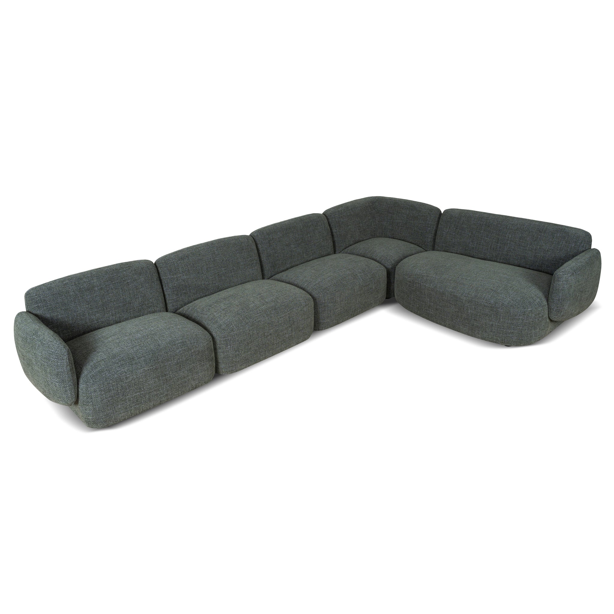 CLC10472-KSO Right Chaise Modular Sofa - Moss Green