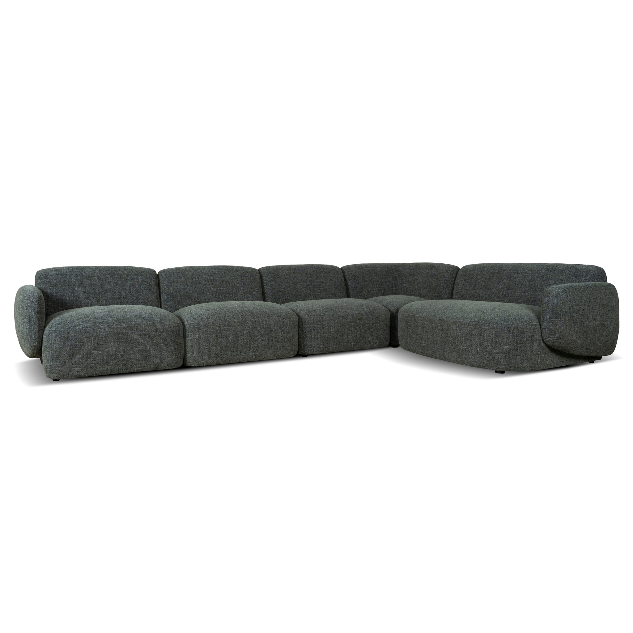 Right Chaise Modular Sofa - Moss Green
