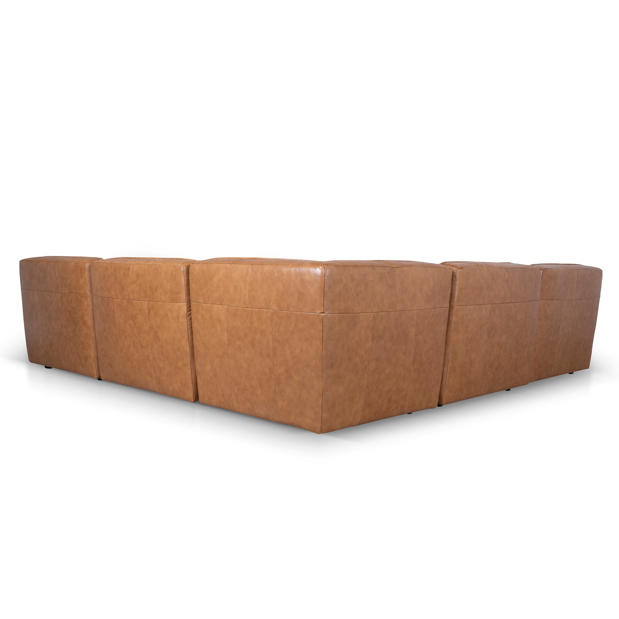 Modular Leather Corner Sofa - Amber Brown