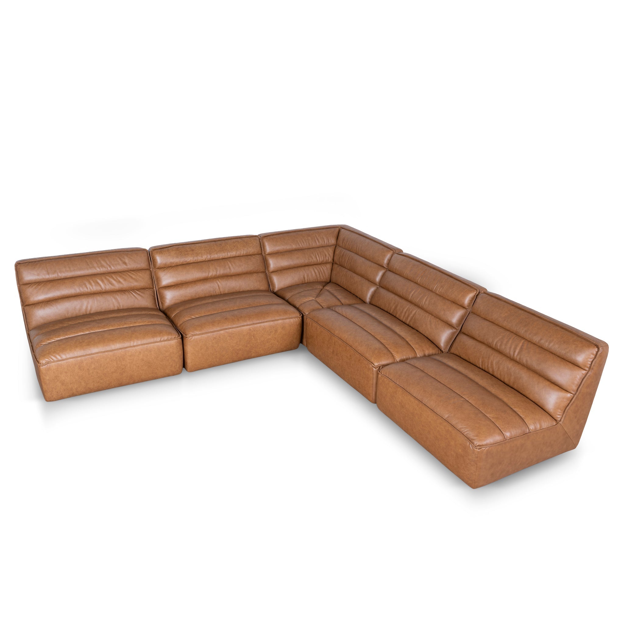 CLC10479-KSO Modular Leather Corner Sofa - Amber Brown