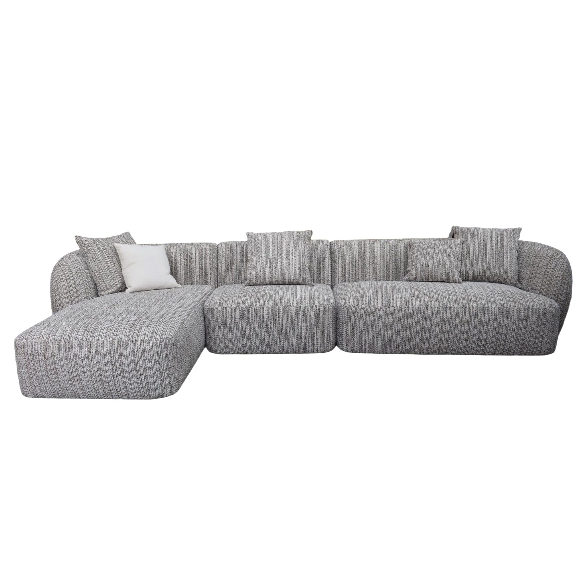 Showcasing Pilaro 4 Seater Left Chaise Sofa - Plush Spec Brown LC12403-AE Sofas by Calibre Furniturs