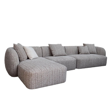 Showcasing Pilaro 4 Seater Left Chaise Sofa - Plush Spec Brown LC12403-AE Sofas by Calibre Furniturs