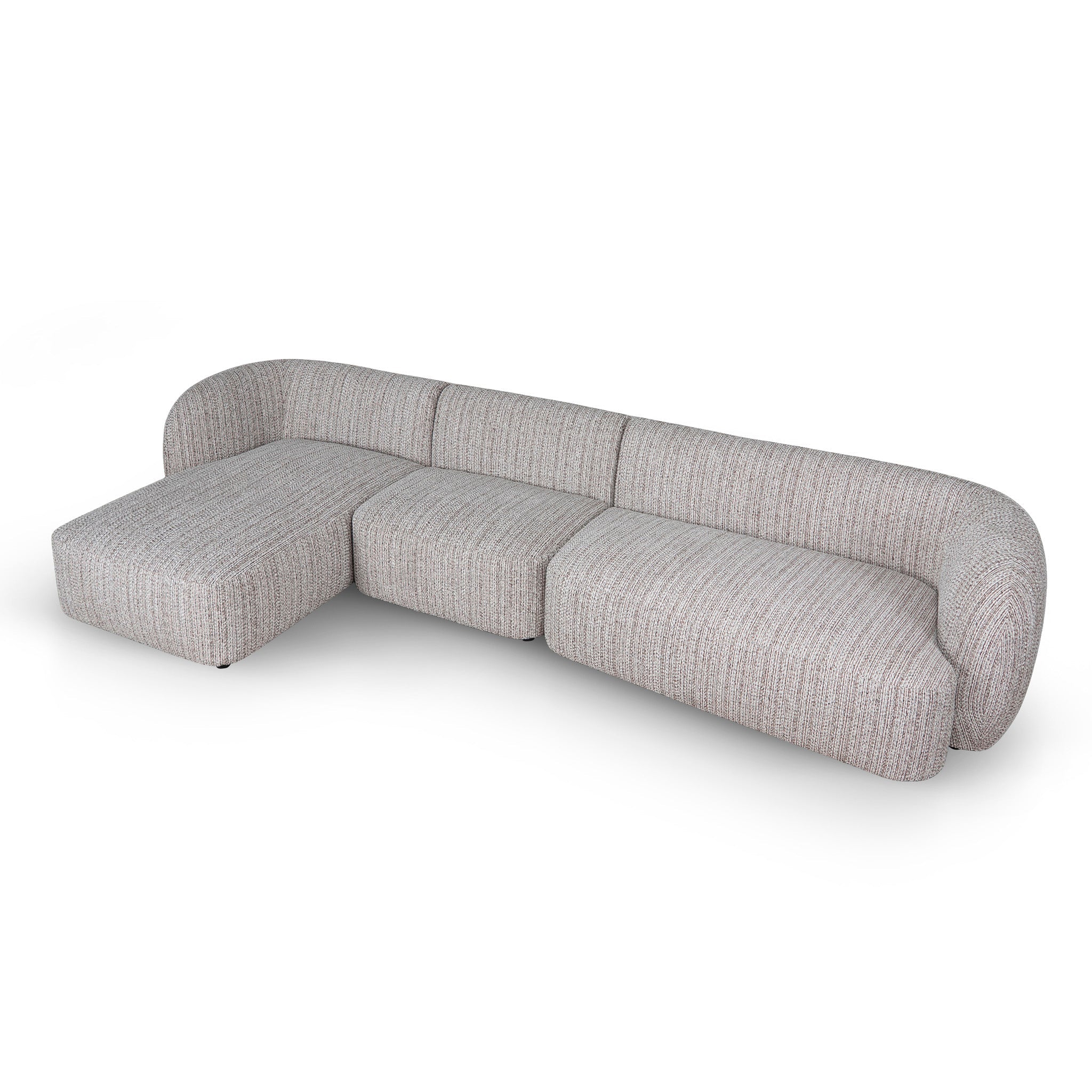 4 Seater Left Chaise Sofa - Plush Spec Brown