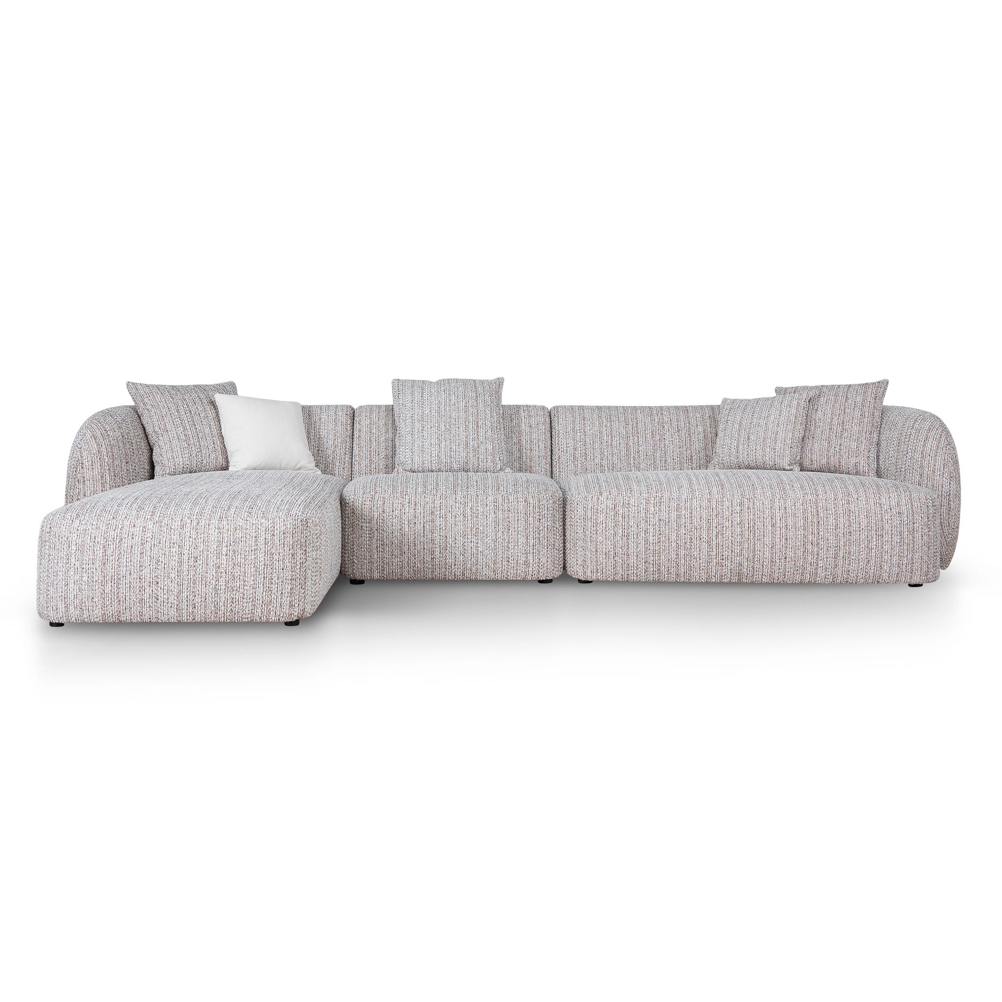 4 Seater Left Chaise Sofa - Plush Spec Brown
