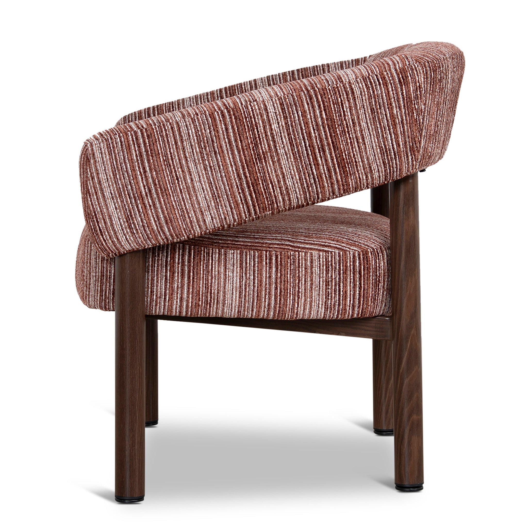 Walnut Armchair - Burgundy Stripe