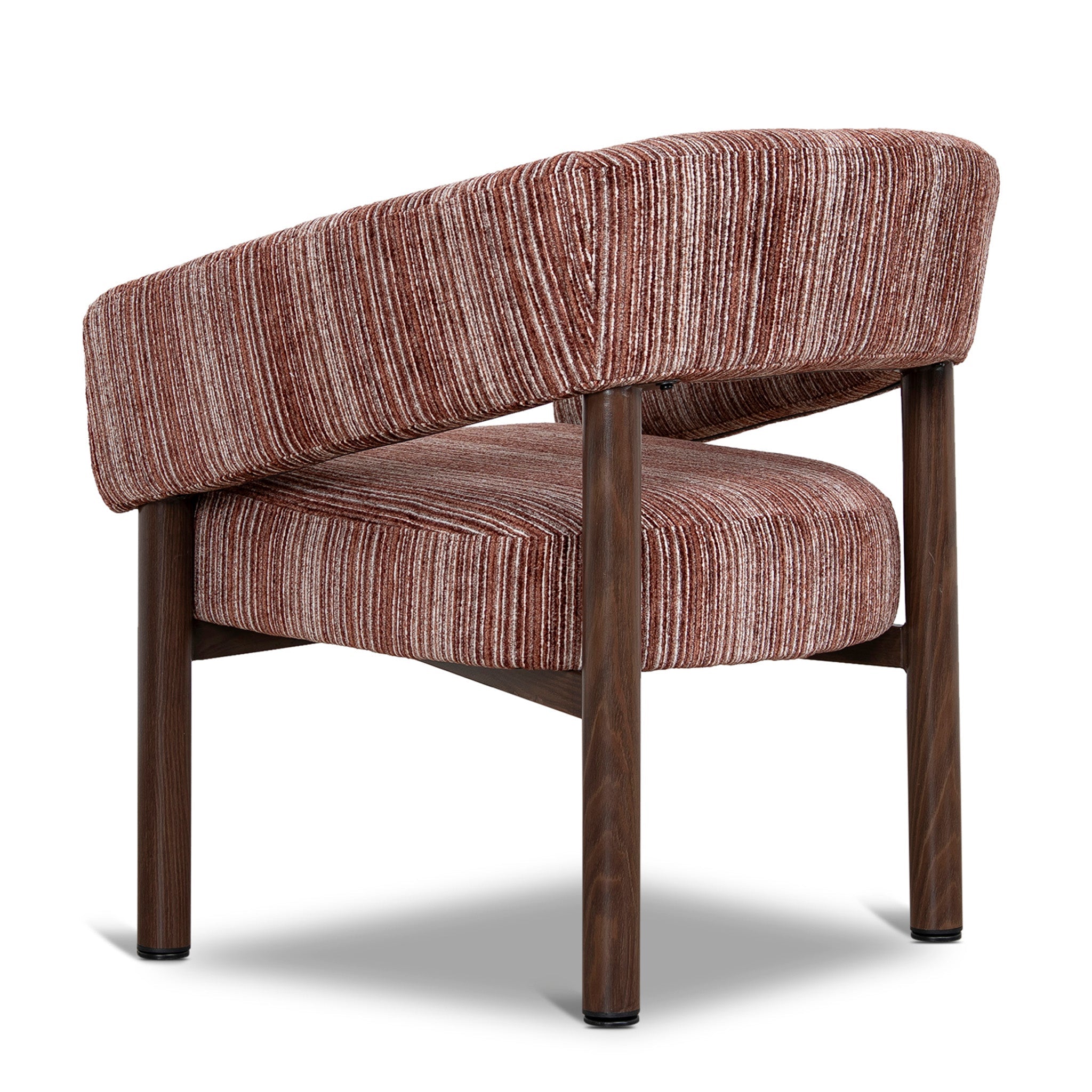 Walnut Armchair - Burgundy Stripe