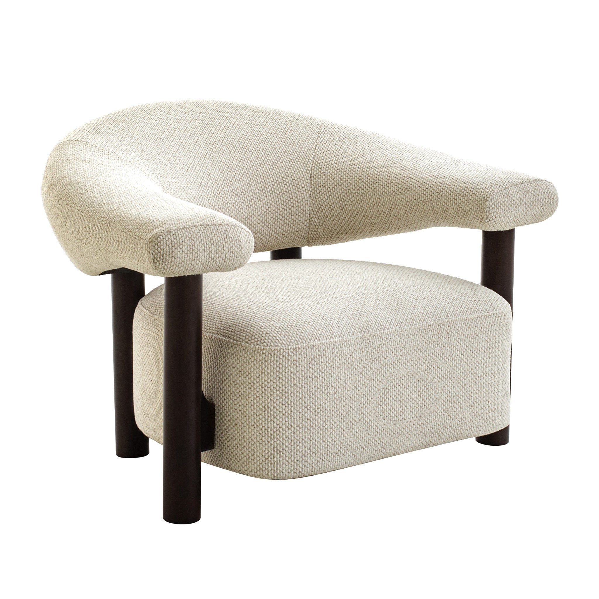 Dark Brown Armchair - Soft Beige