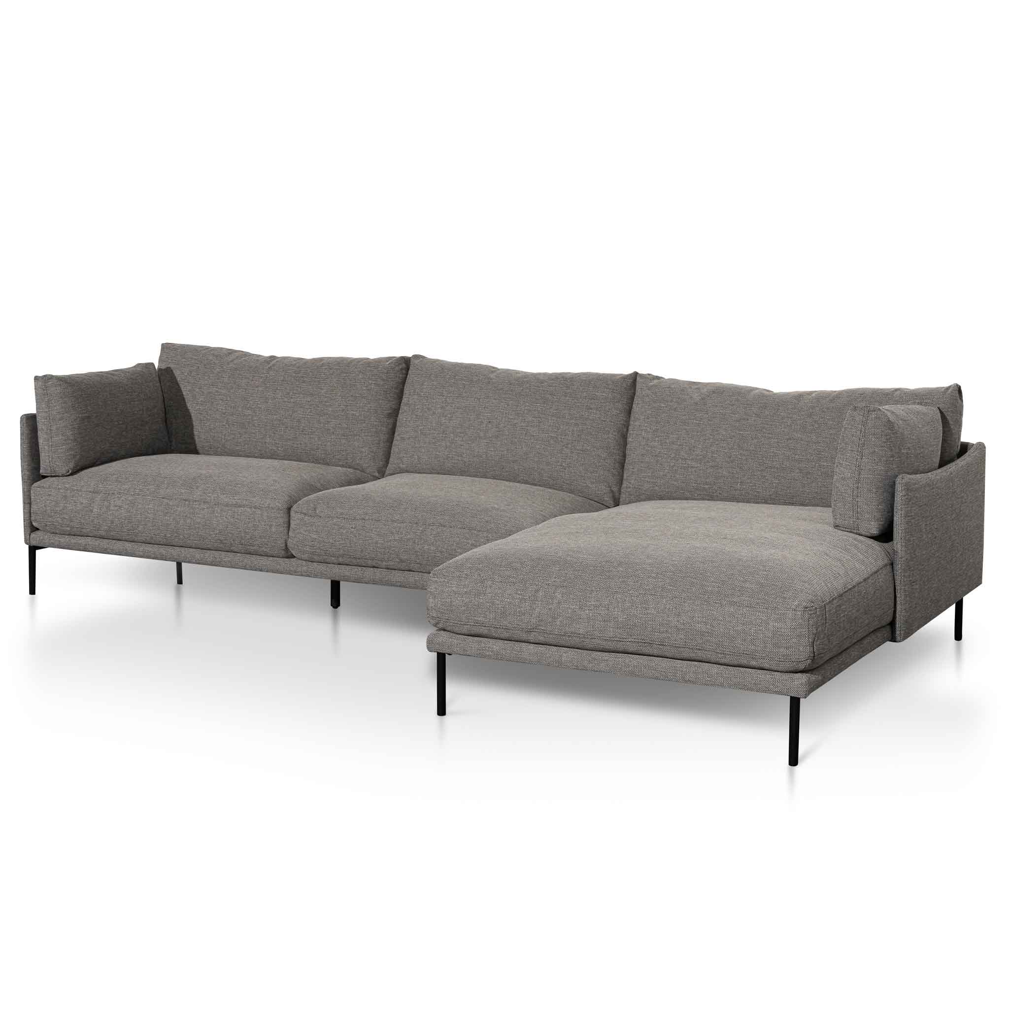 4 Seater Right Chaise Fabric Sofa - Graphite Grey - Emilis