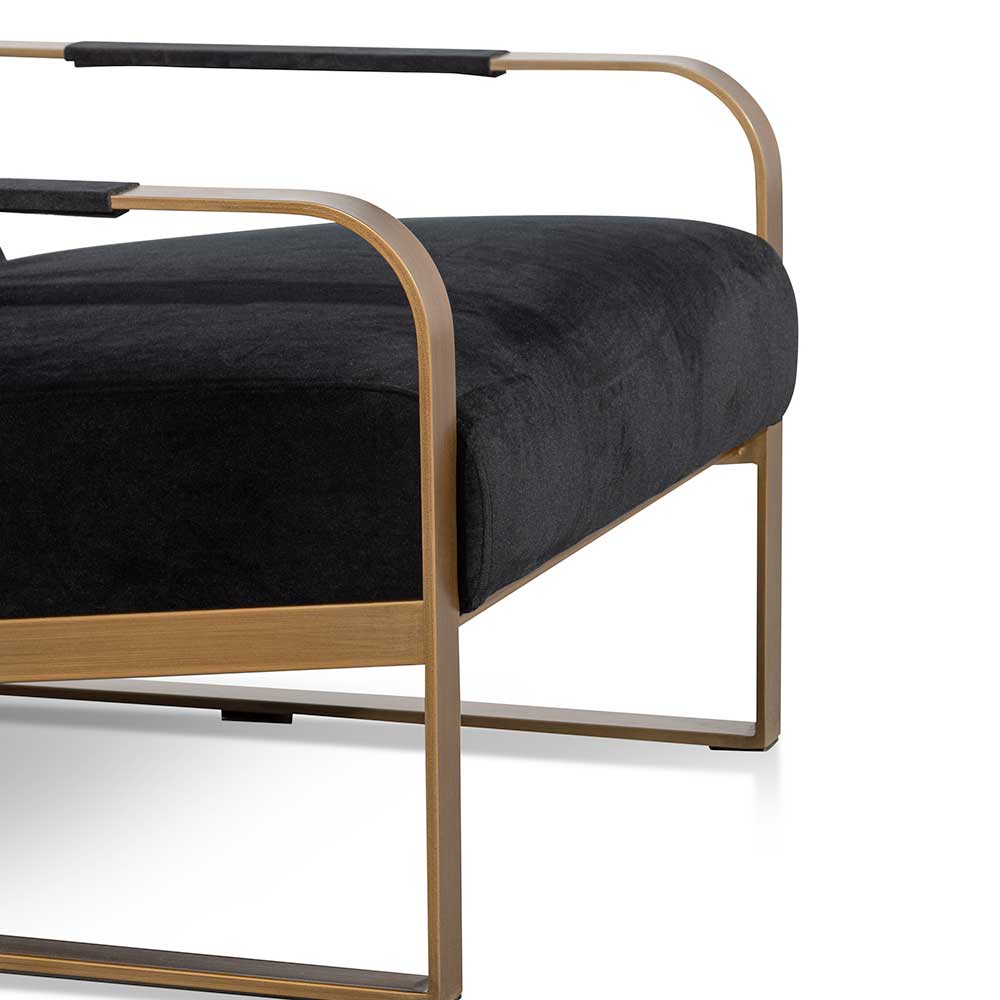 Black Velvet Armchair - Antique Golden Frame