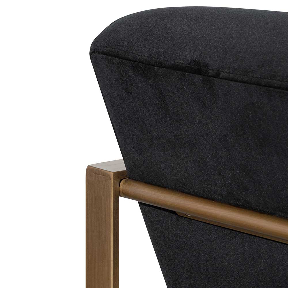 Black Velvet Armchair - Antique Golden Frame