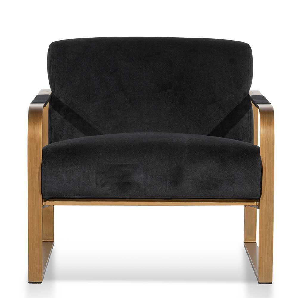 Black Velvet Armchair - Antique Golden Frame