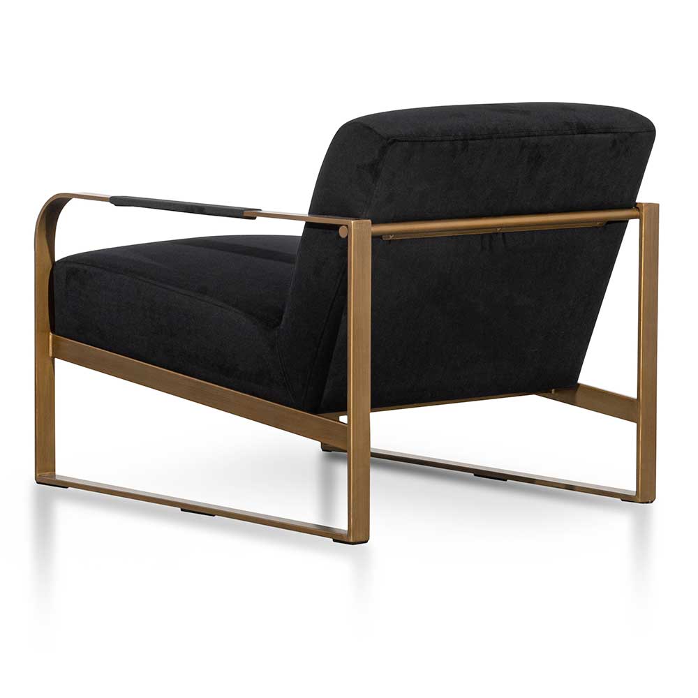 Black Velvet Armchair - Antique Golden Frame