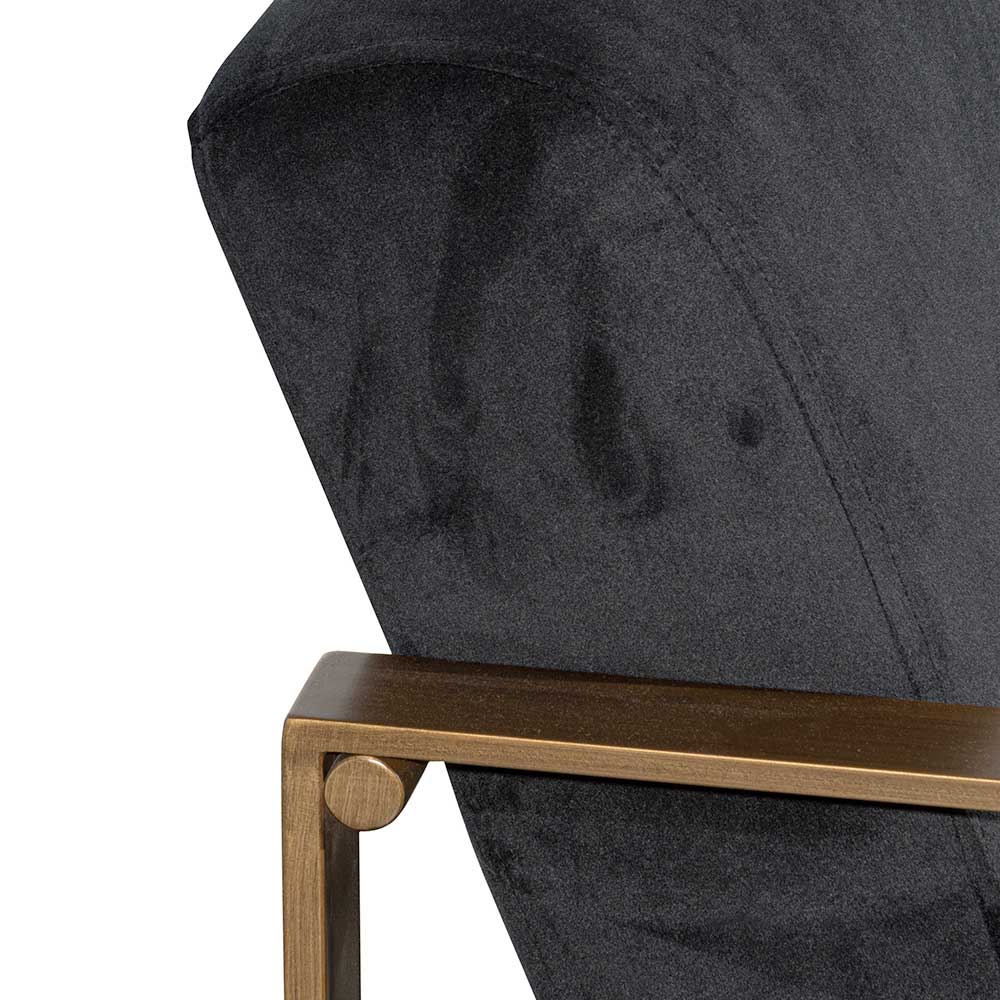 Black Velvet Armchair - Antique Golden Frame