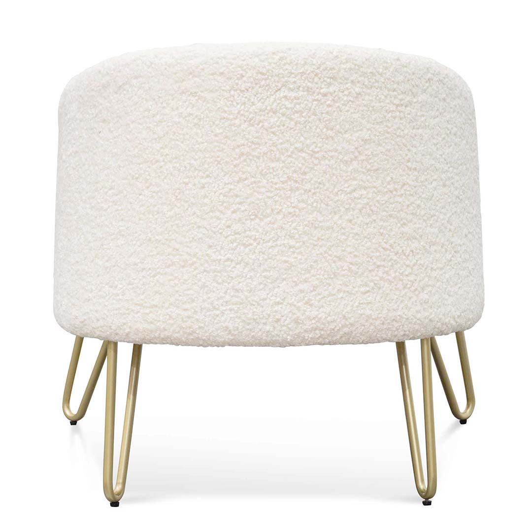 CLC6521-IG 73cm Armchair - Ivory White Synthetic Wool with Golden Legs
