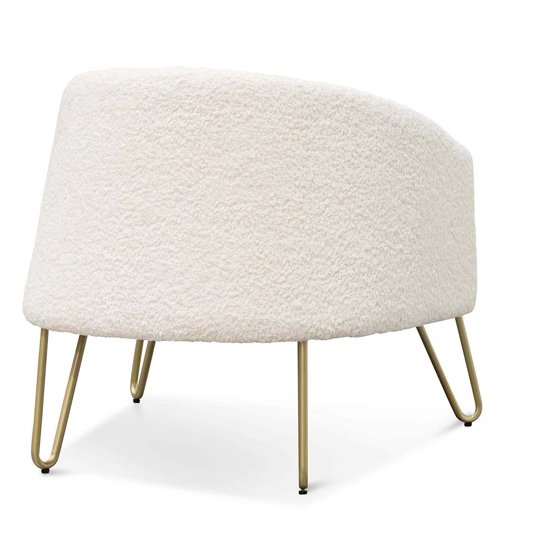 CLC6521-IG 73cm Armchair - Ivory White Synthetic Wool with Golden Legs