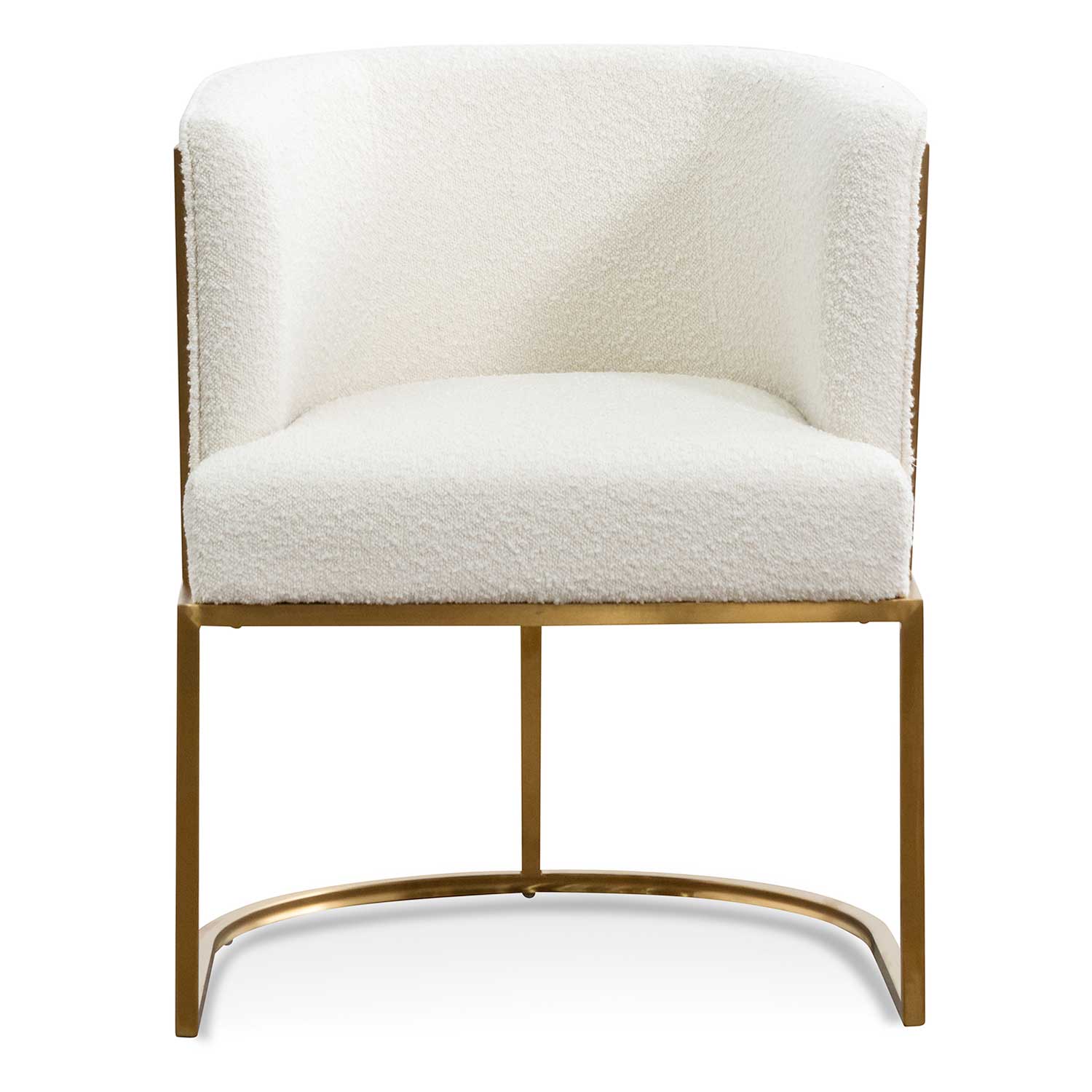 CLC6673-BS Daisy White Boucle Lounge Chair - Brushed Gold
