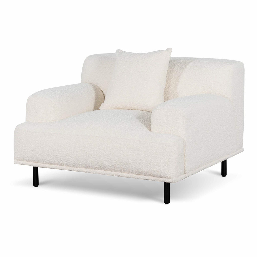 CLC6690-CA Armchair - Ivory White Boucle with Black Legs - Last one