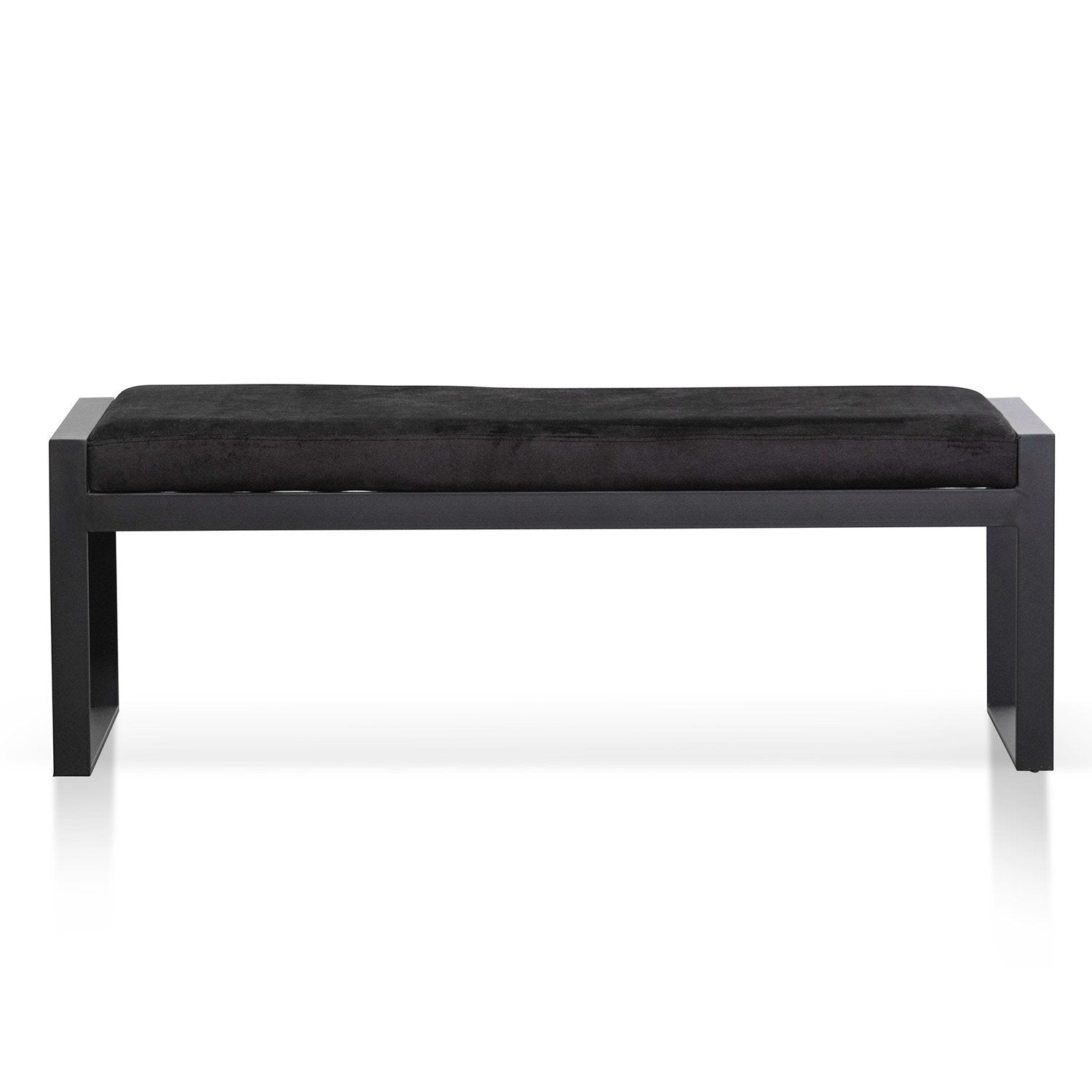 Black Velvet Ottoman - Black Base