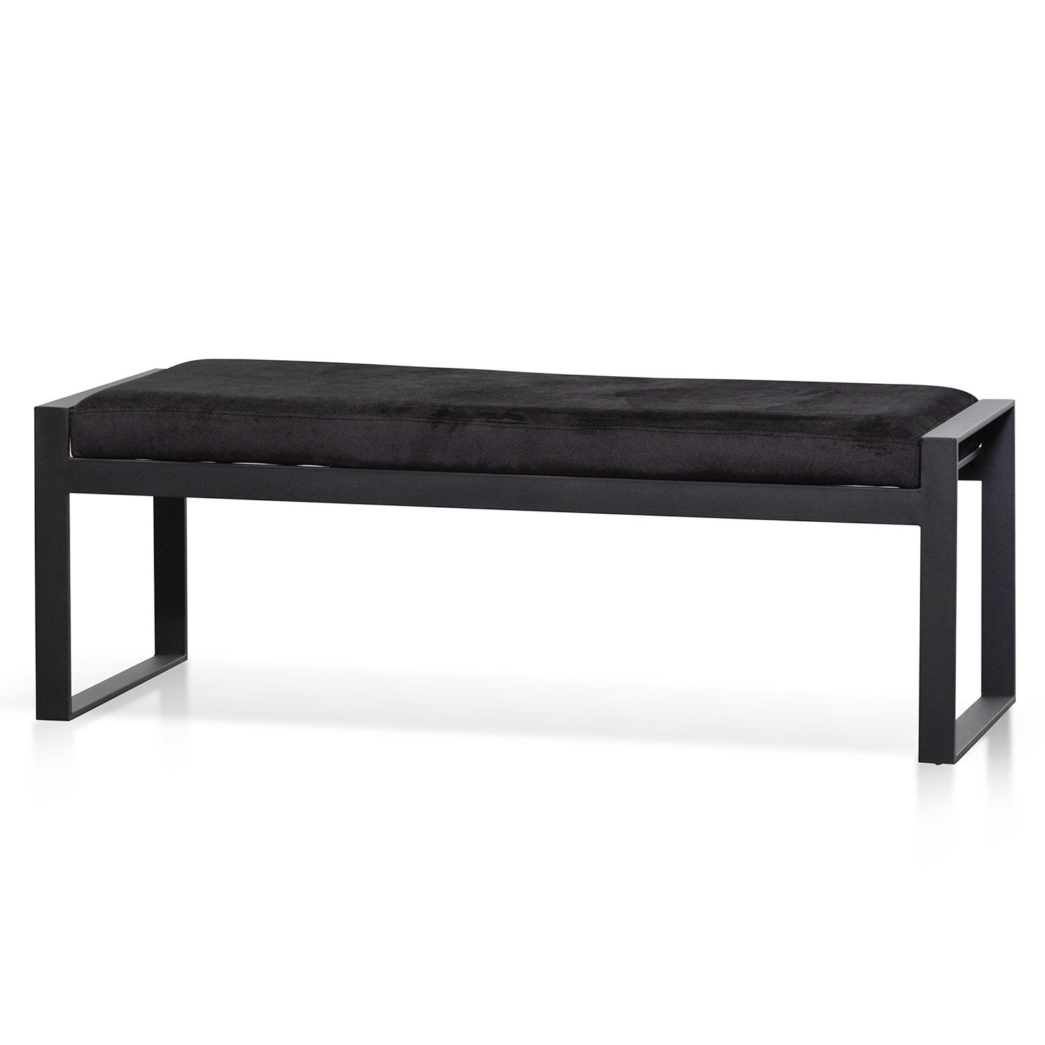 Black Velvet Ottoman - Black Base