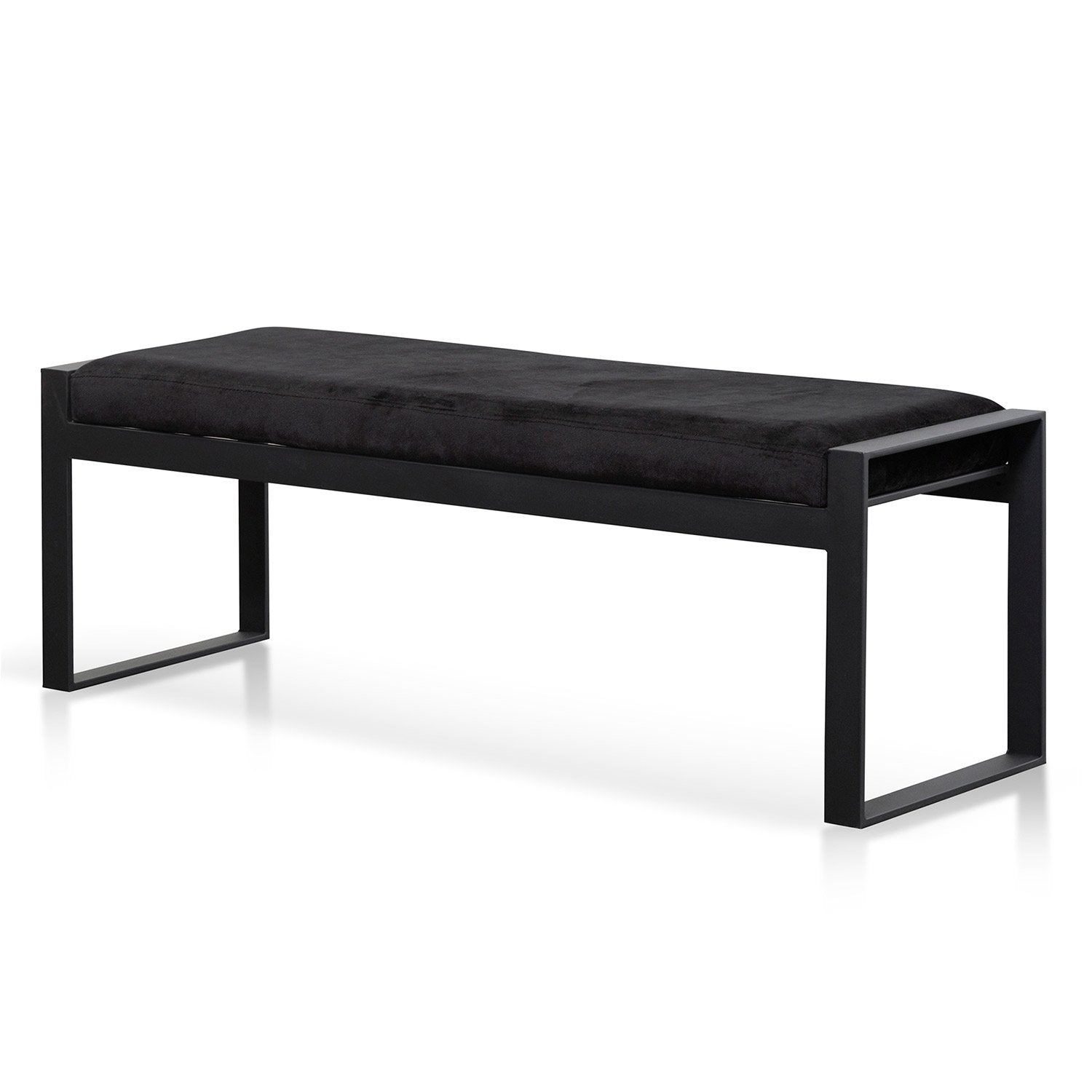 Black Velvet Ottoman - Black Base