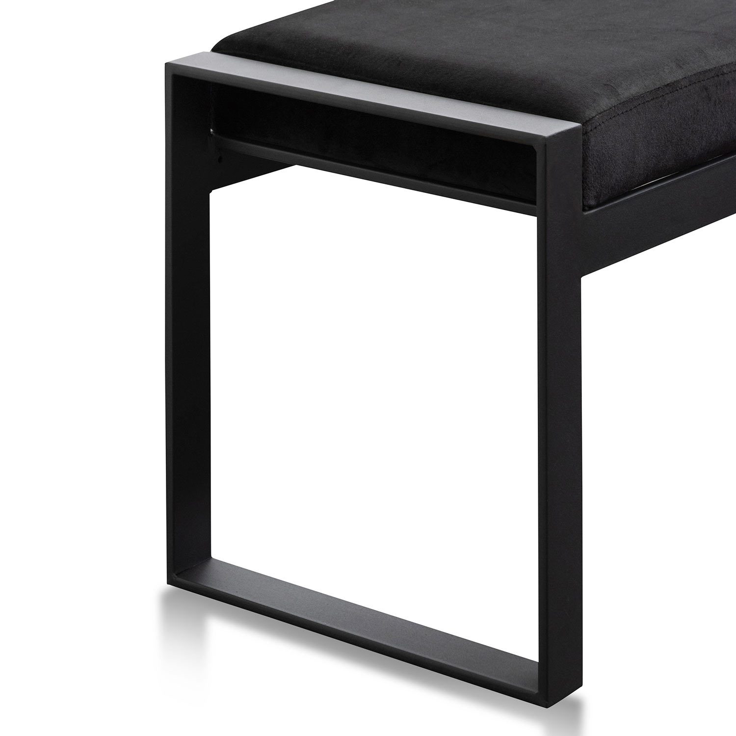 Black Velvet Ottoman - Black Base