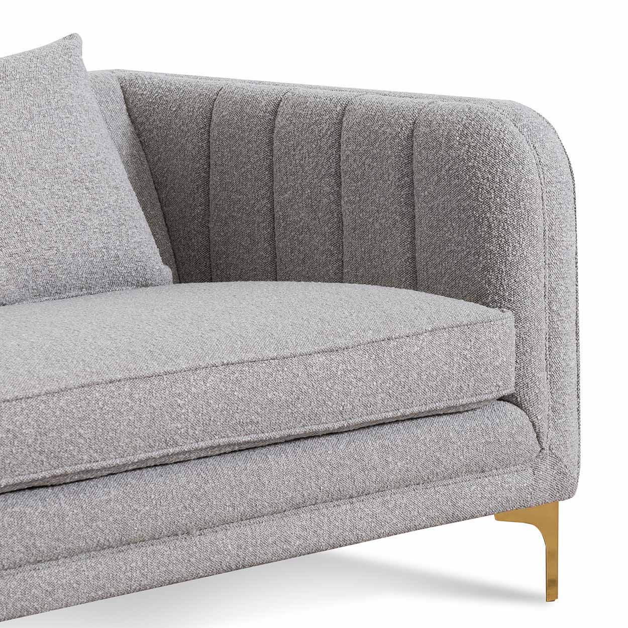 3 Seater Sofa - Ash Grey Boucle