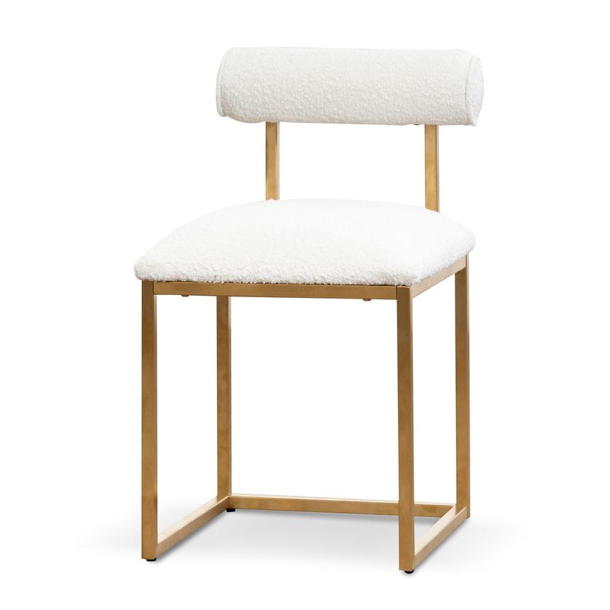 Ivory White Boucle Occasional Chair - Brushed Gold Base