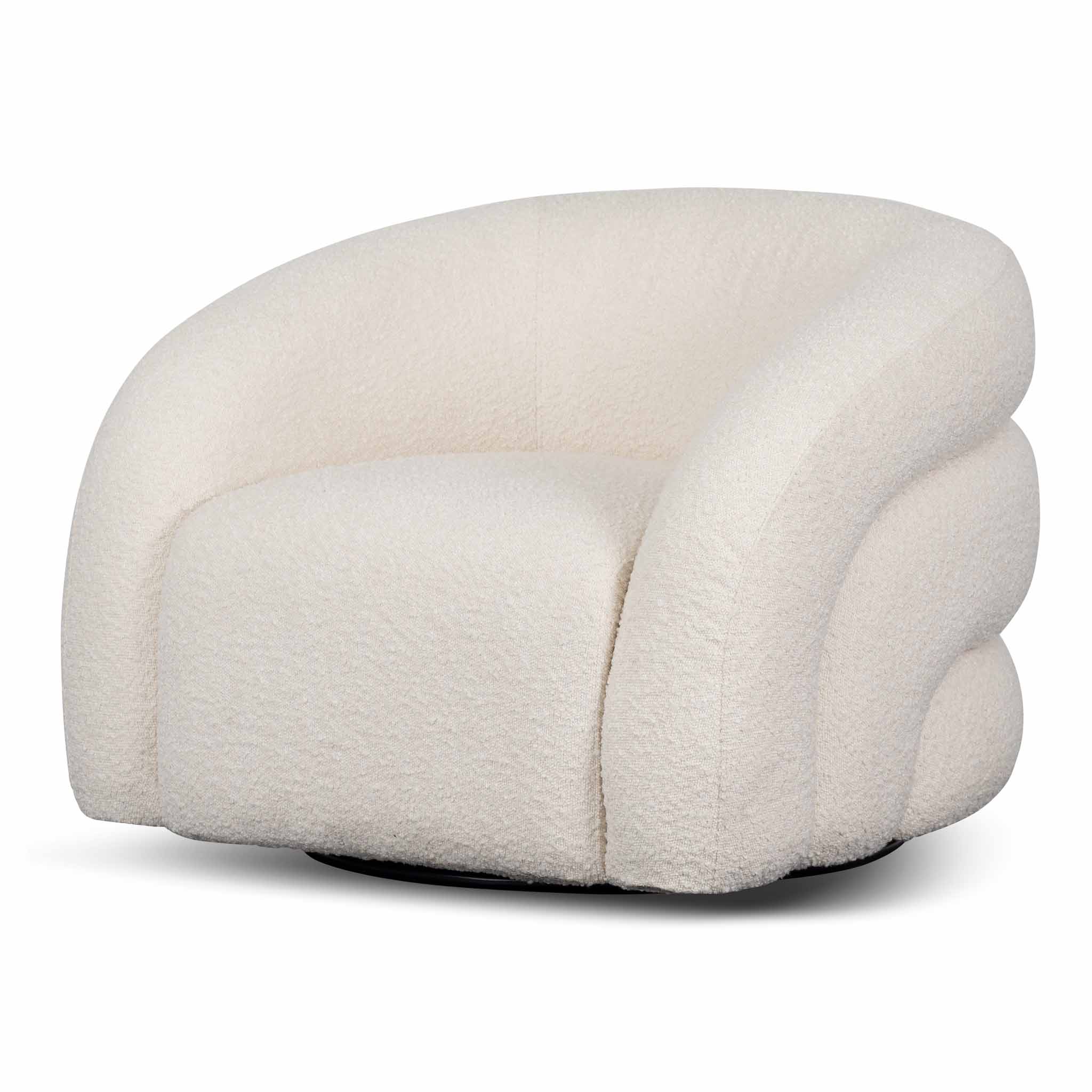 CLC8278-CA Swivel Armchair - Ivory White Boucle
