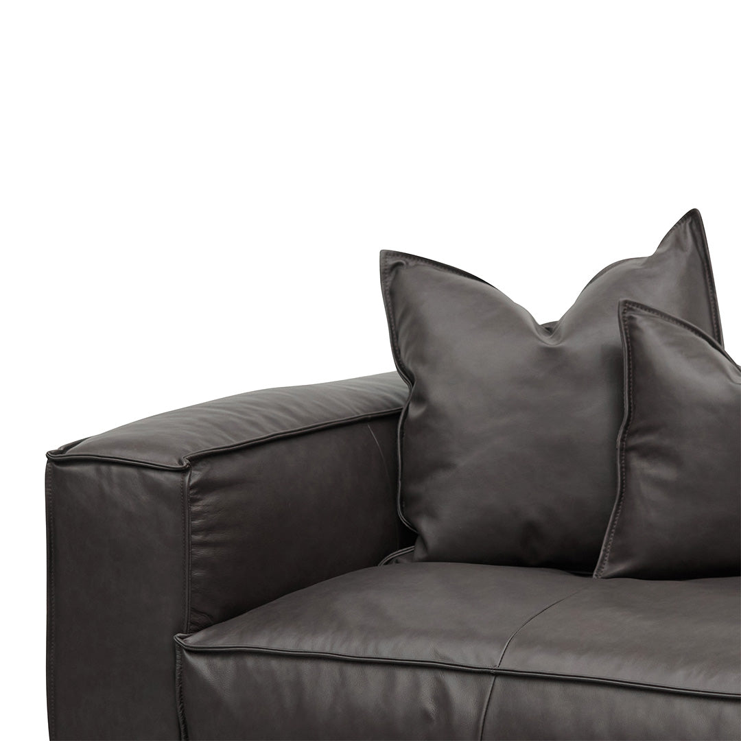 4 Seater Sofa with Cushion and Pillow - Shadow Grey Leather - image 5