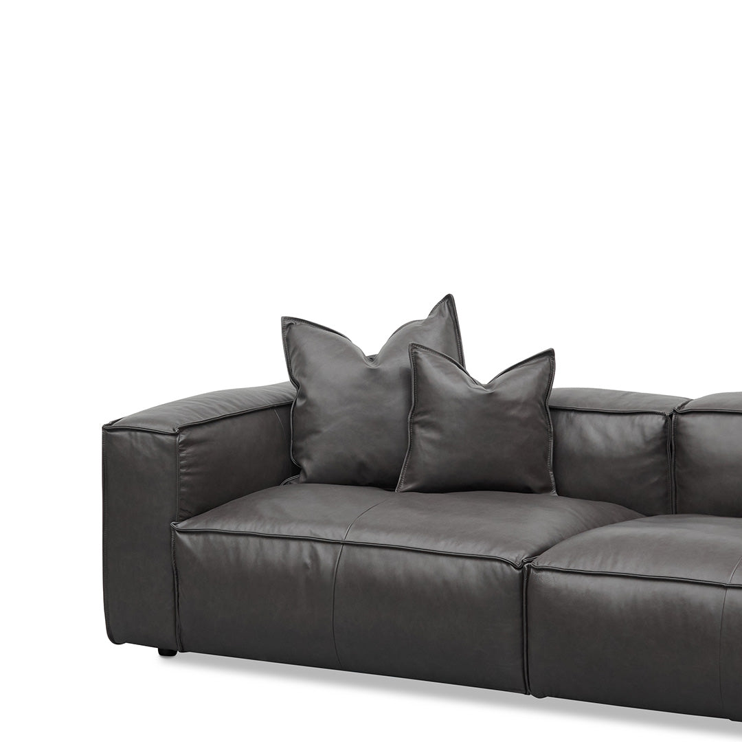4 Seater Sofa with Cushion and Pillow - Shadow Grey Leather - image 4