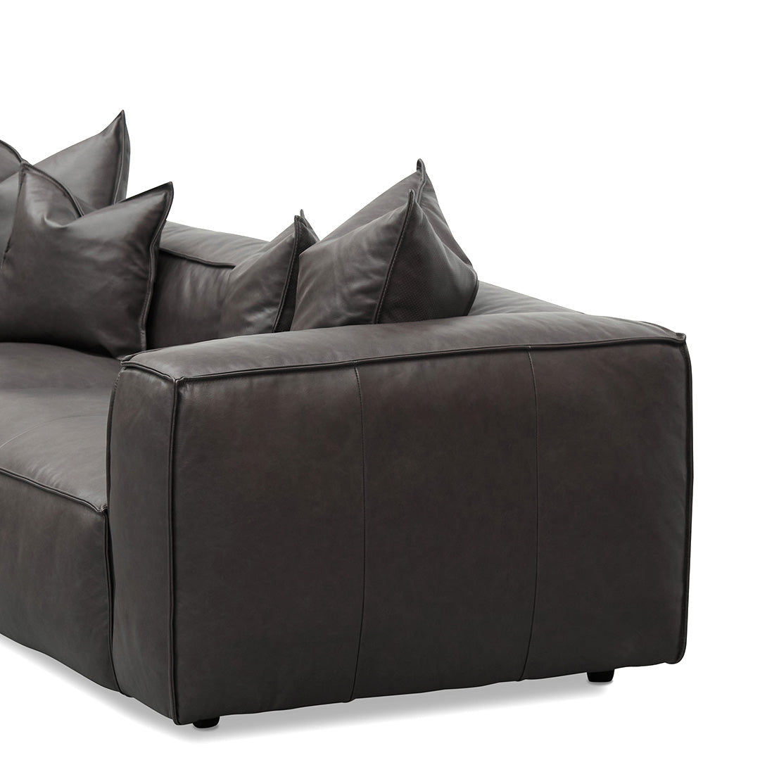 4 Seater Sofa with Cushion and Pillow - Shadow Grey Leather - image 7
